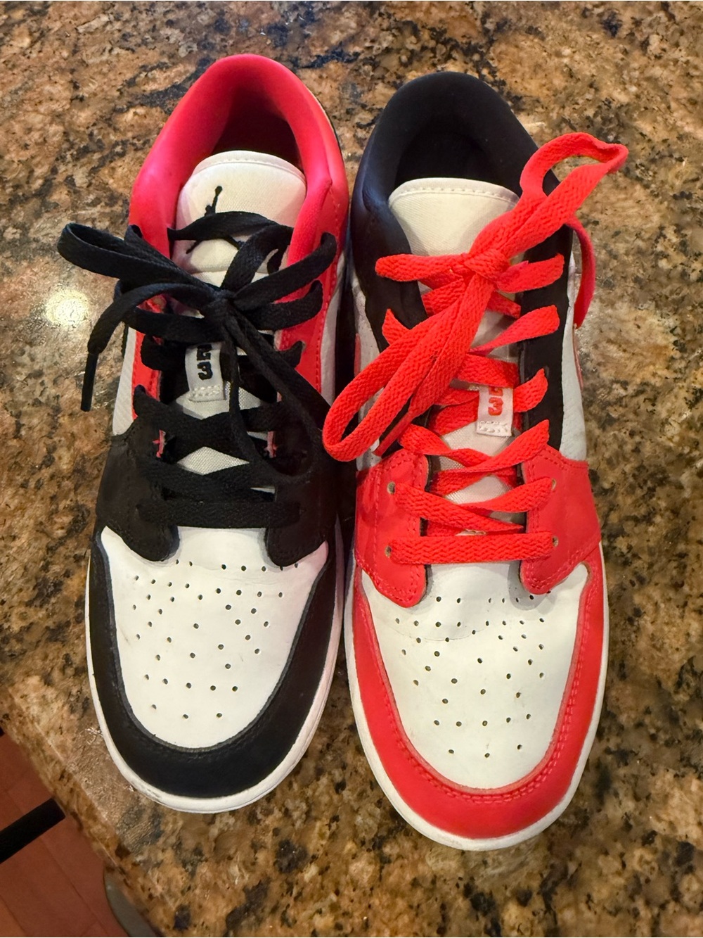 Air Jordan  Kids' 1 Low- Two-Tone Sneakers - Black/white/Infared 6.5Y